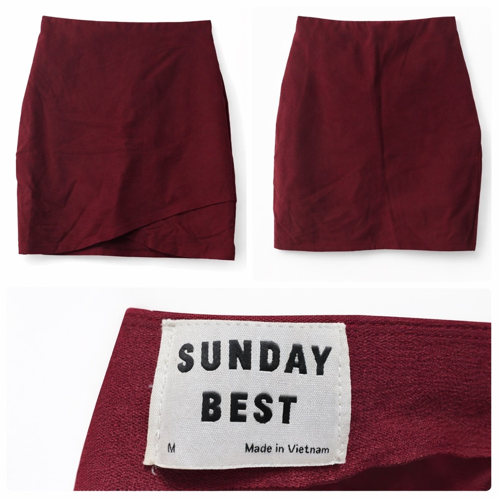💒 Sunday Best Burgundy Wrap Mini Skirt – Size M